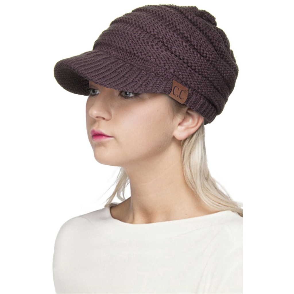 C.C Brim Visor Soft Stretch Beanie Cap